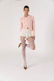 andreeva women's pink crochet jacket