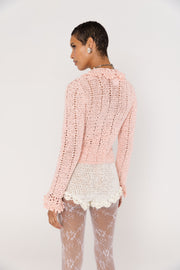 andreeva women's pink crochet jacket