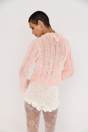 andreeva women's pink crochet jacket