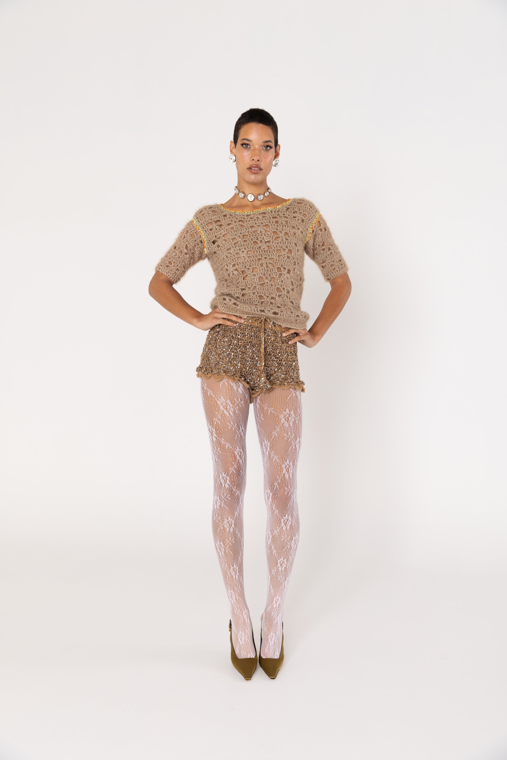 andreeva womens brown knit top