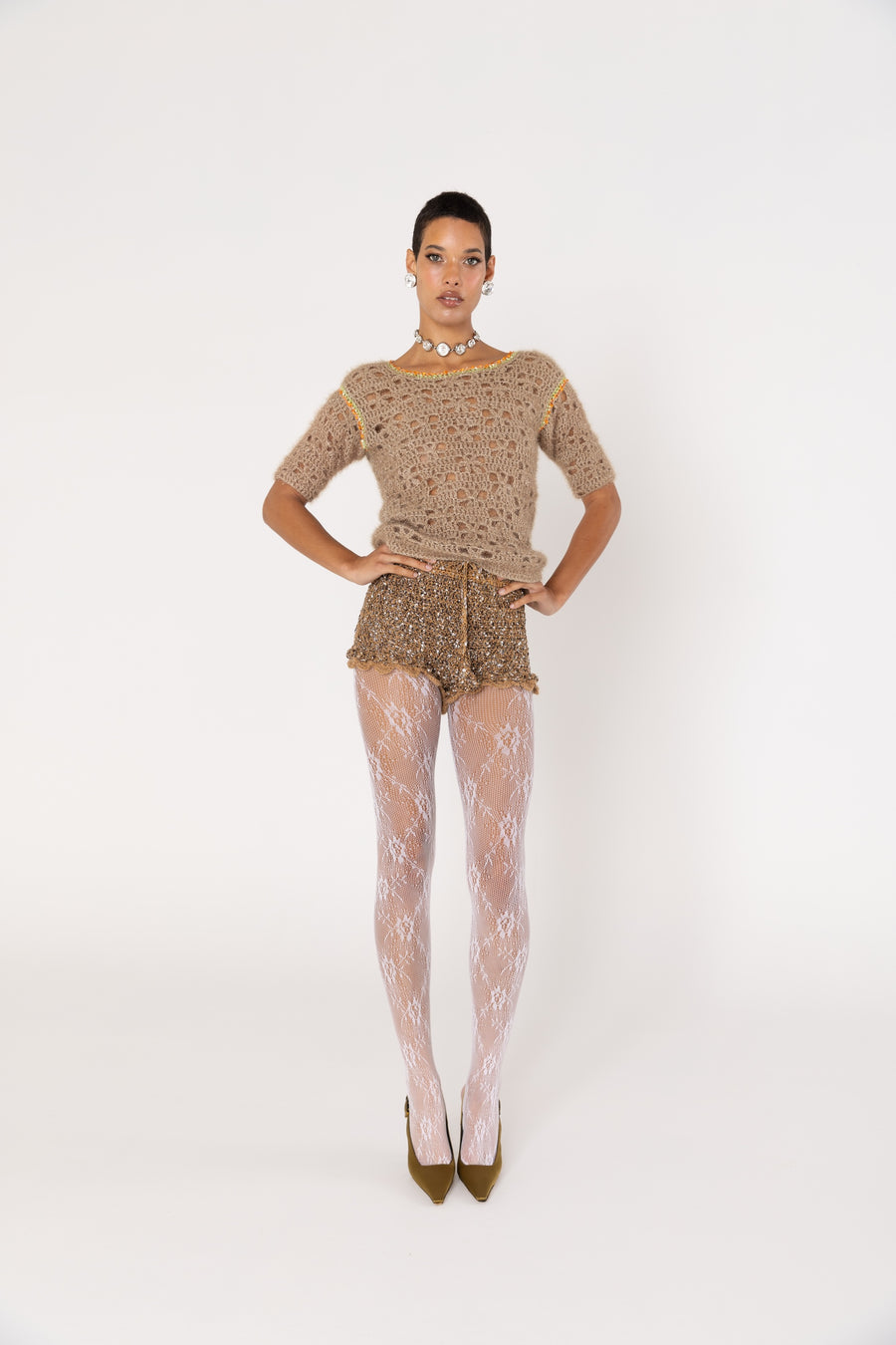 andreeva womens brown knit top