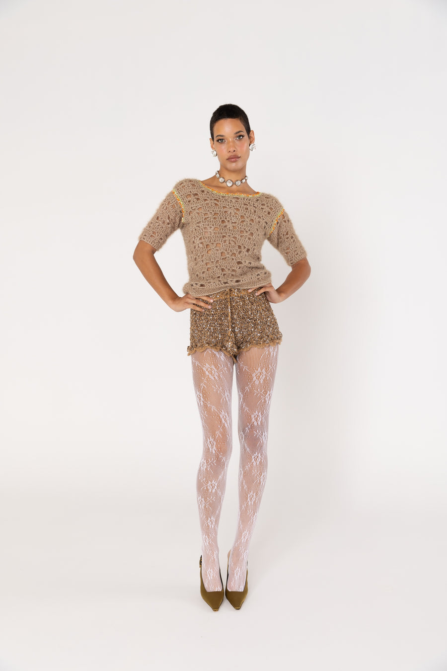 andreeva womens brown knit top
