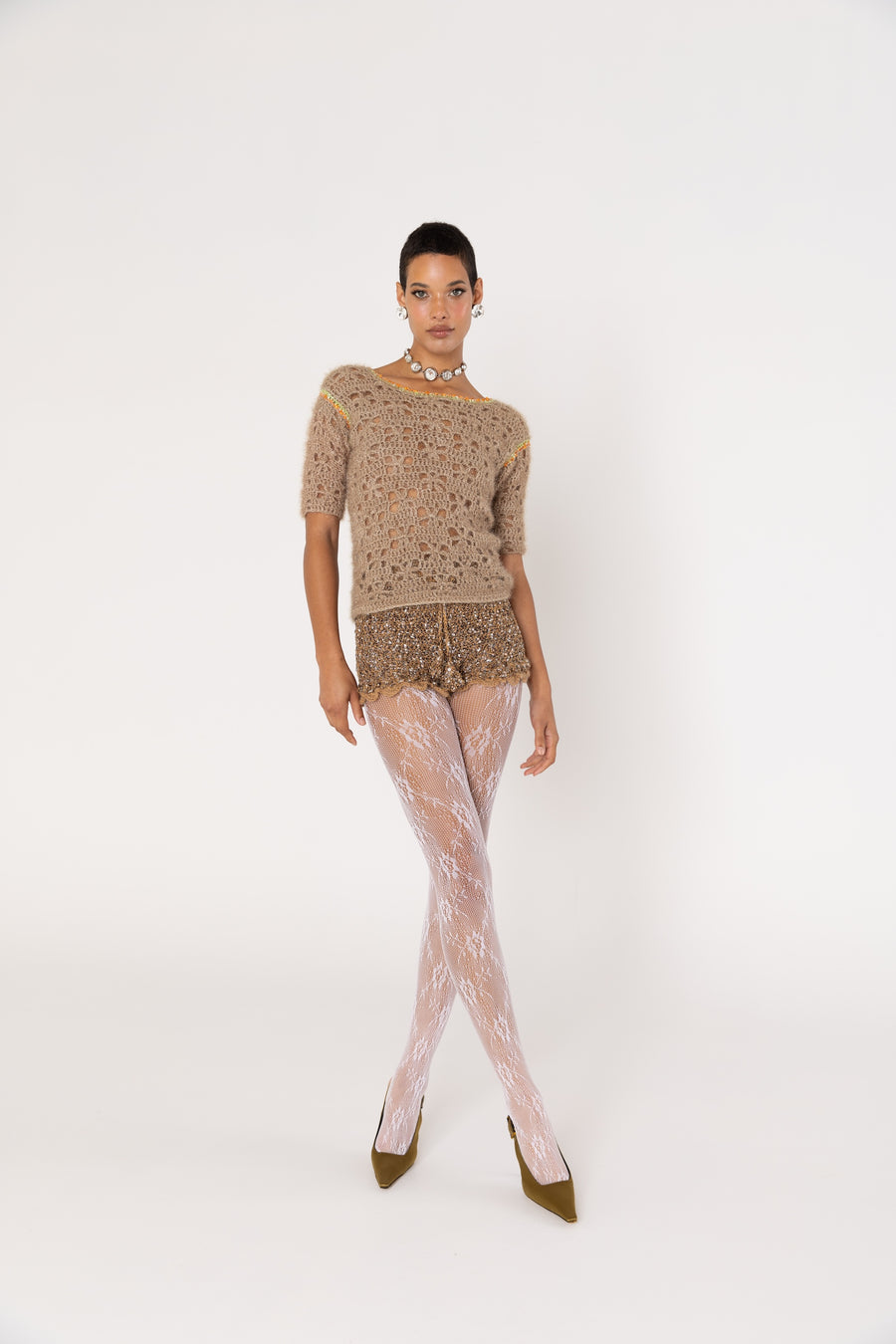 andreeva womens brown knit top