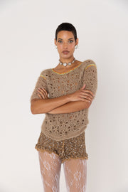 andreeva womens brown knit top