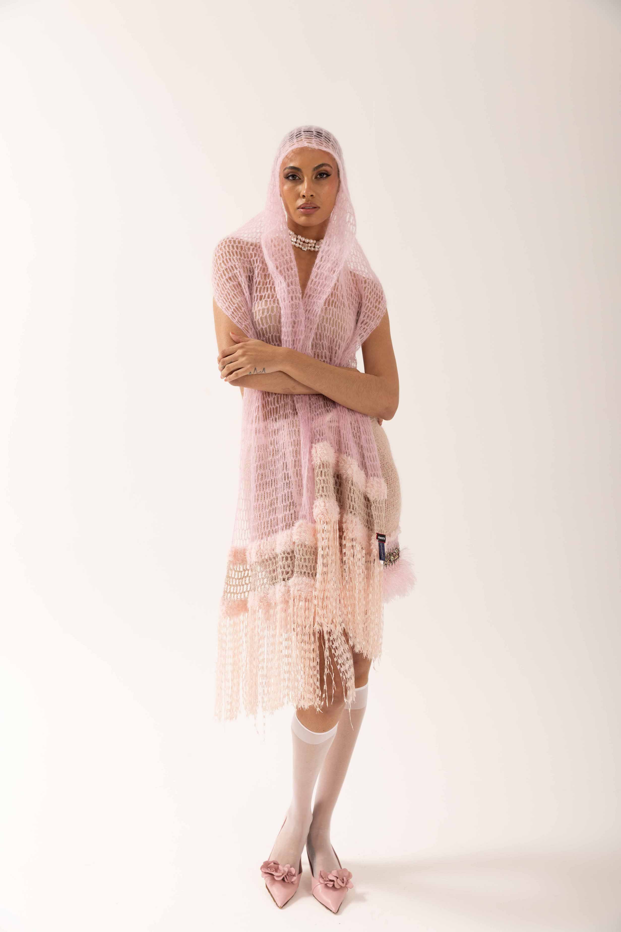 andreeva handmade pink knit skirt