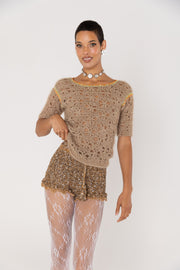 andreeva womens brown knit top