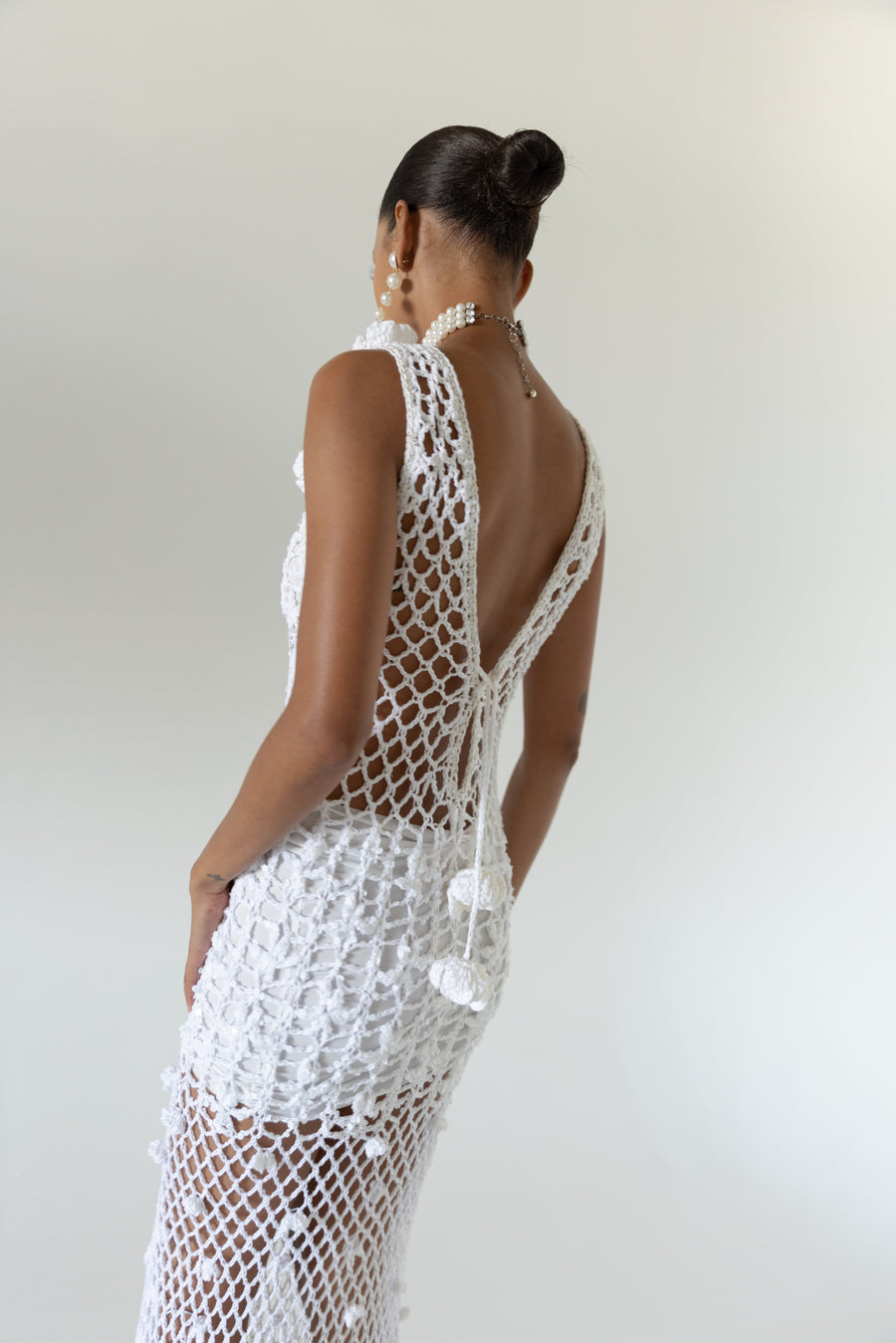 ANDREEVA | White Vanilla Handmade Maxi Crochet Dress L / White ANDREEVA | White Vanilla Handmade Maxi Crochet Dress L / White
