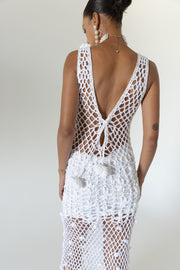 andreeva white handmade maxi crochet dress