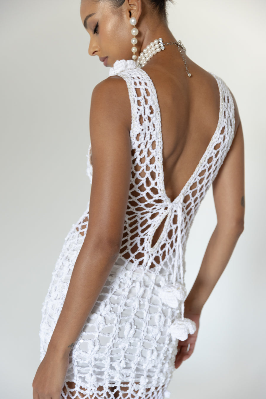 Andreeva | White Vanilla Handmade Maxi Crochet Dress S / White Andreeva | White Vanilla Handmade Maxi Crochet Dress S / White