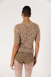 andreeva womens brown crochet shorts