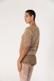 andreeva womens brown crochet shorts