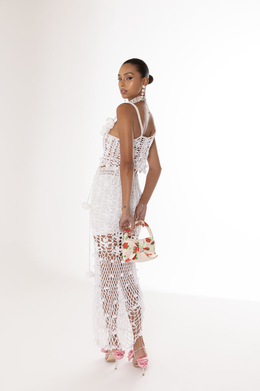 andreeva white crochet skirt