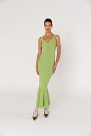 andreeva womens green metallic maxi knit dress