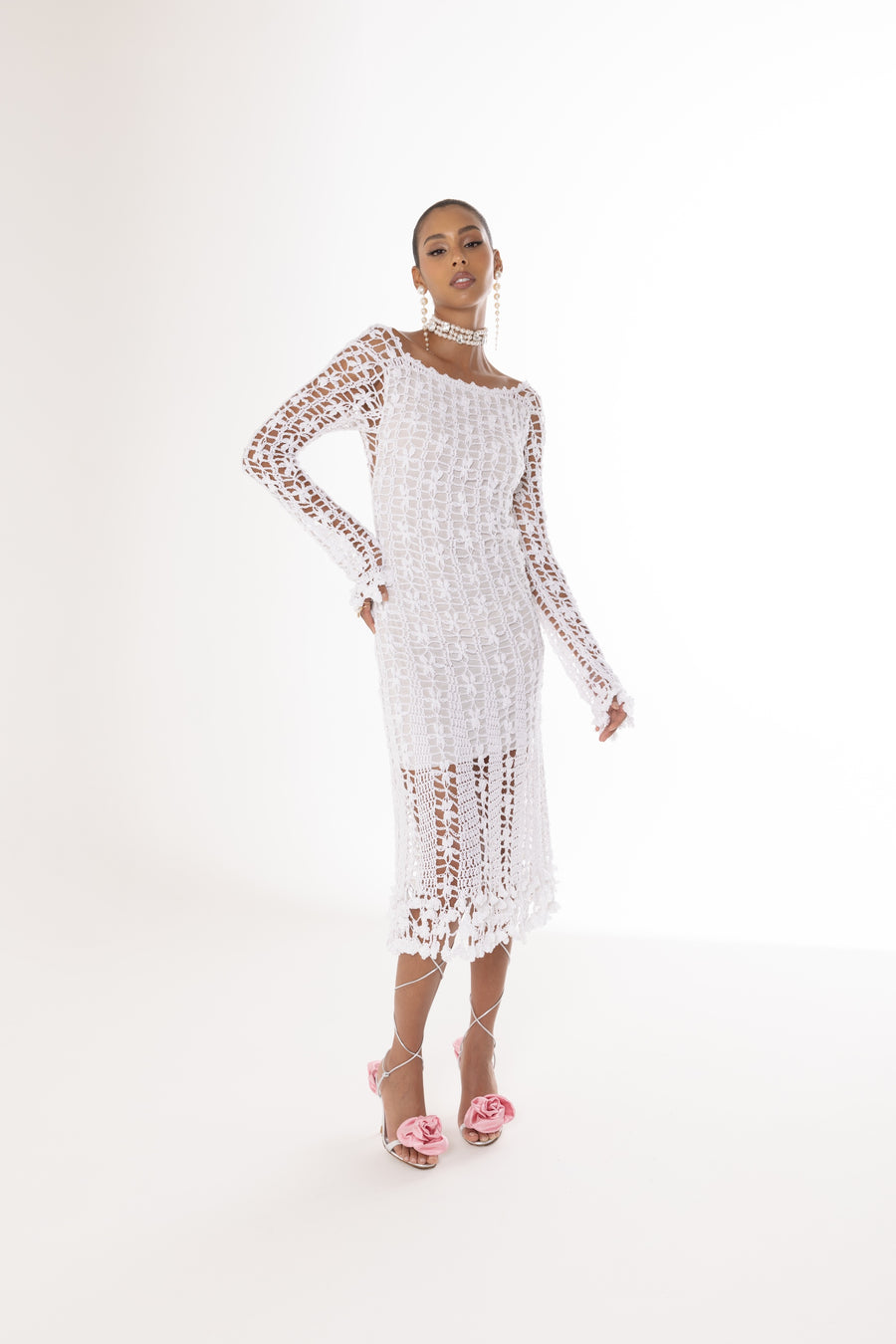 andreeva white crochet dress