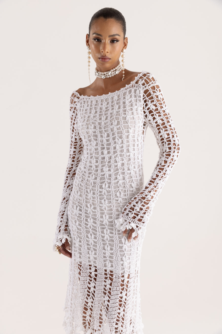 andreeva white crochet dress