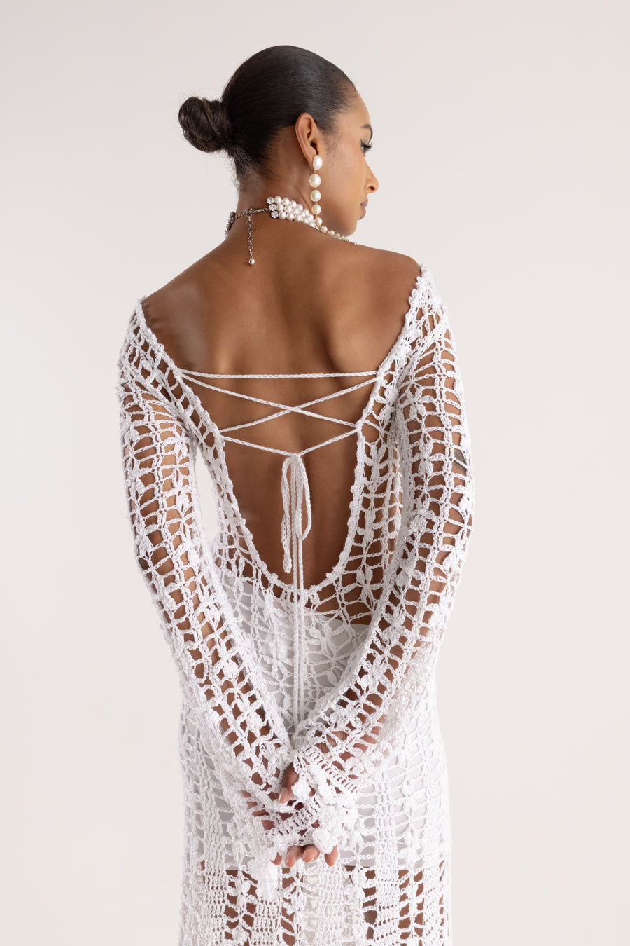 andreeva white crochet dress