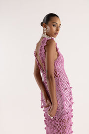 andreeva pink handmade knit dress