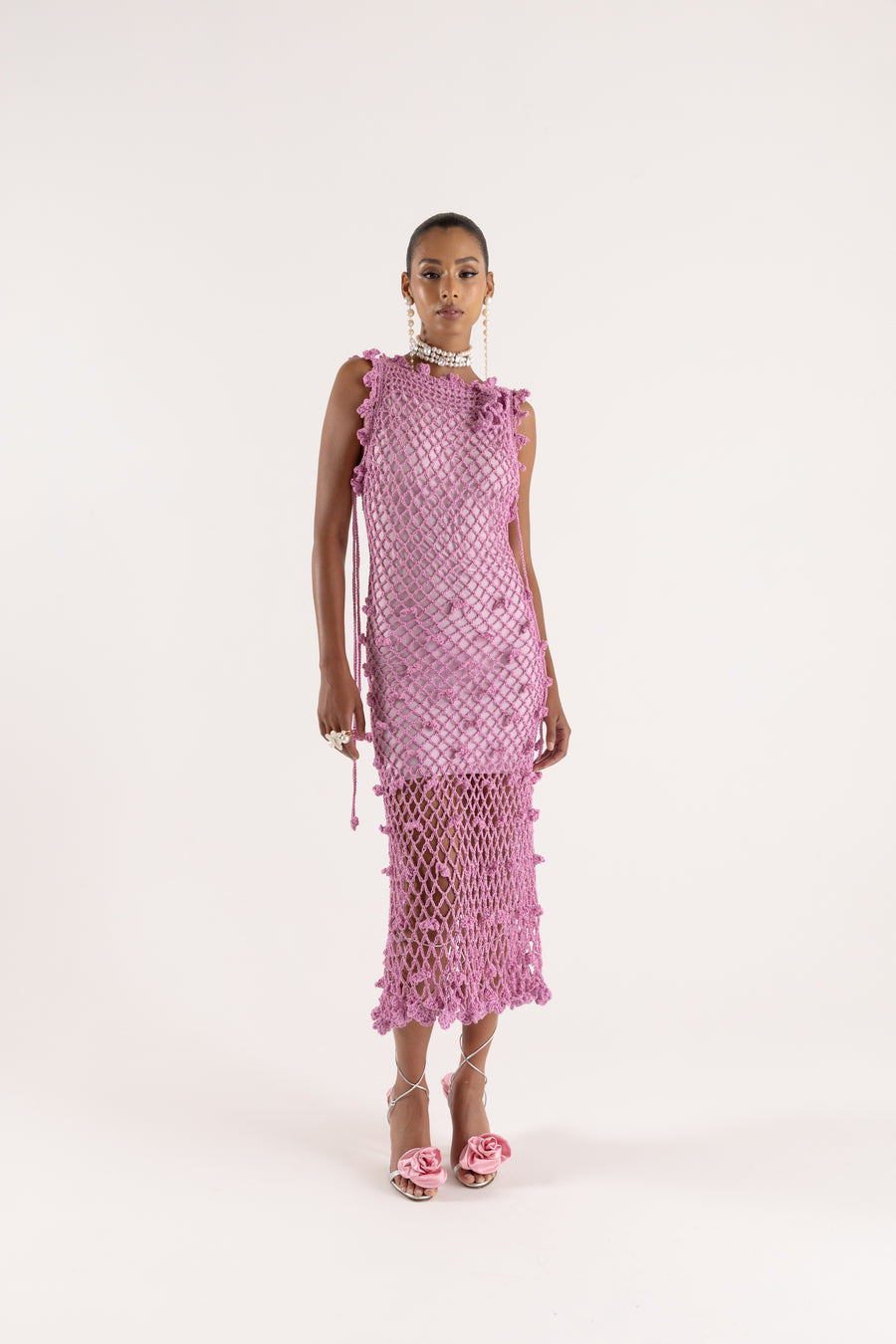 andreeva pink handmade knit dress