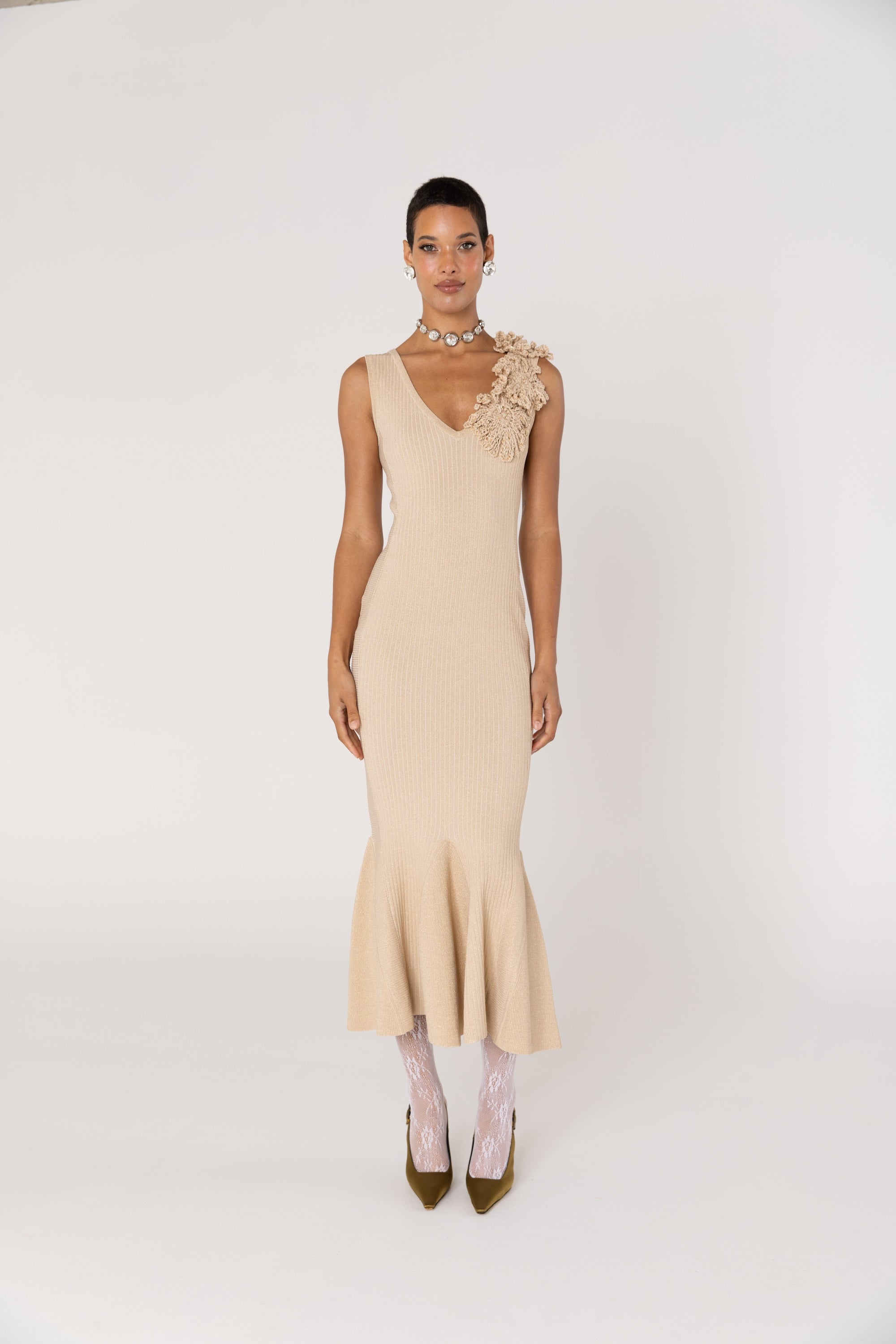 andreeva womens beige knit dress