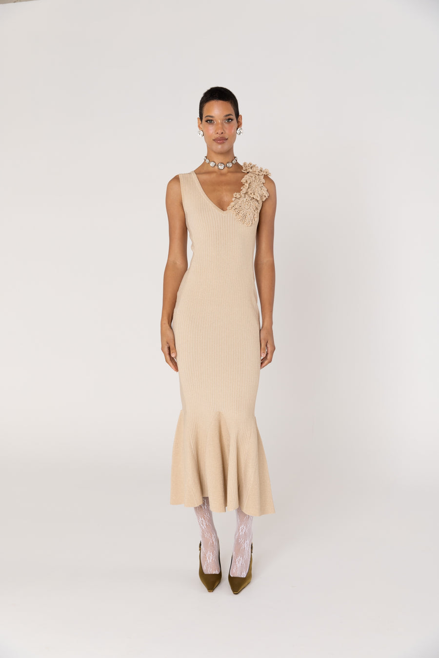 andreeva womens beige knit dress