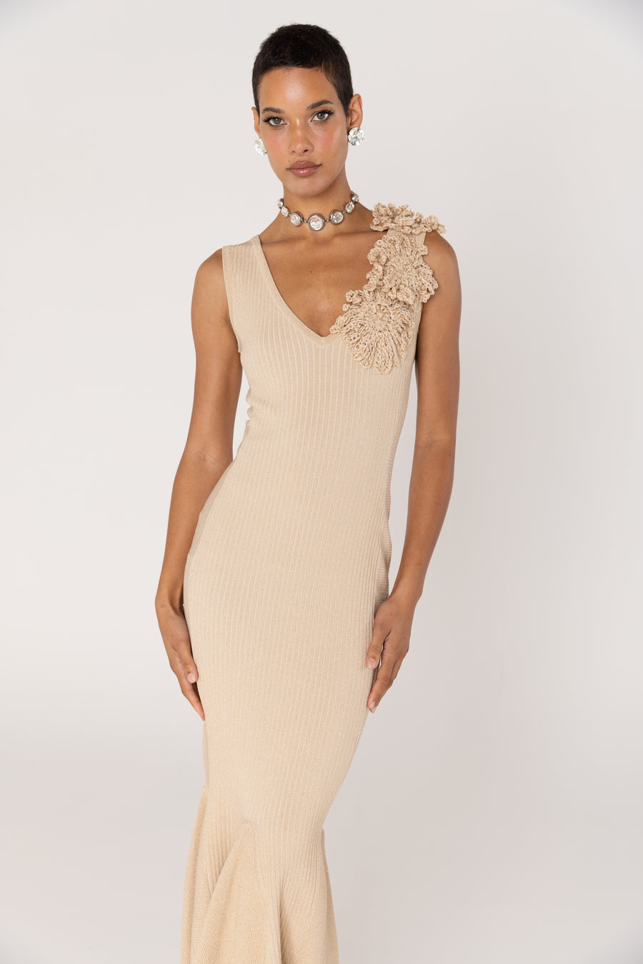 andreeva womens beige knit dress