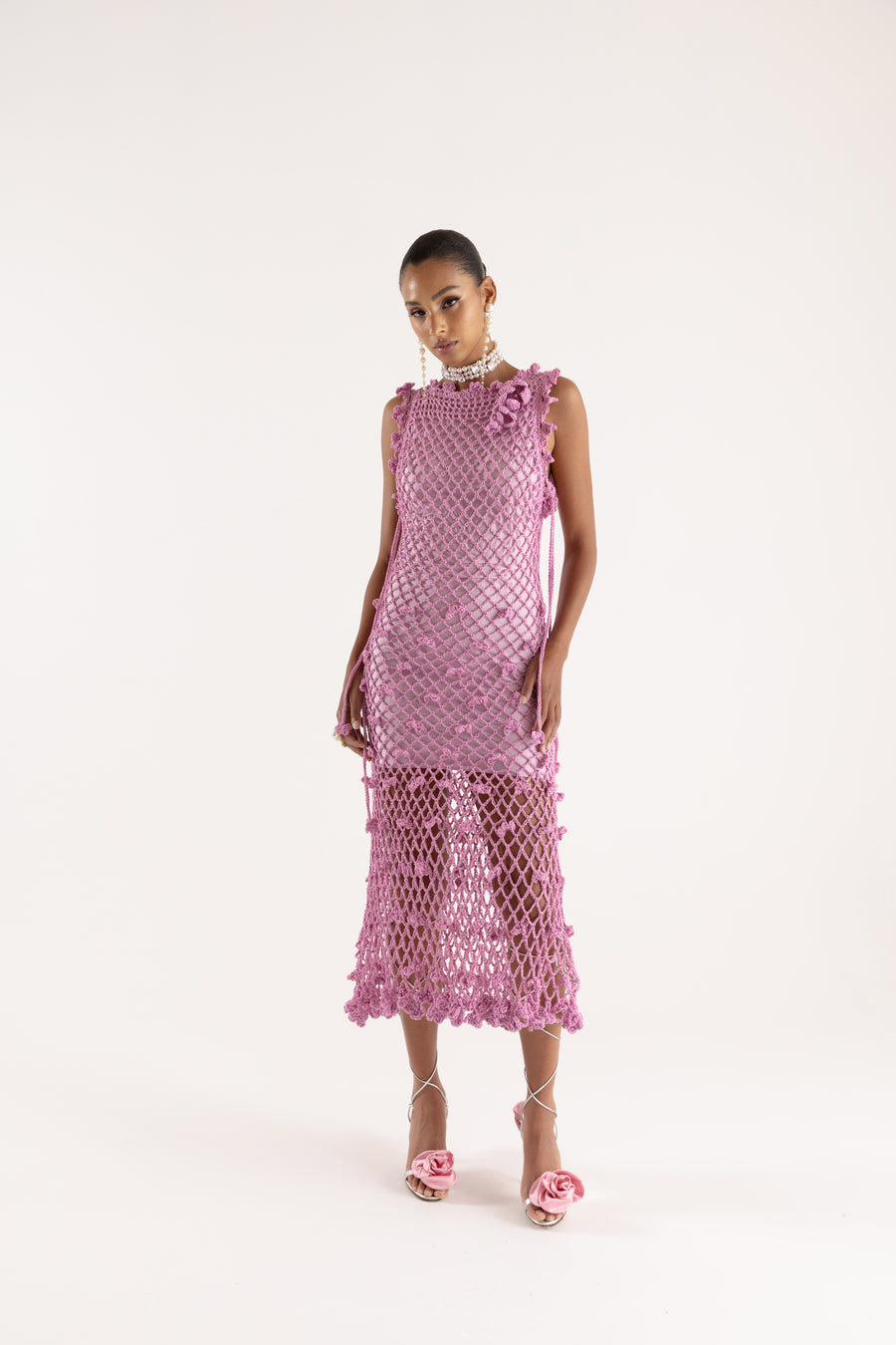 andreeva pink handmade knit dress