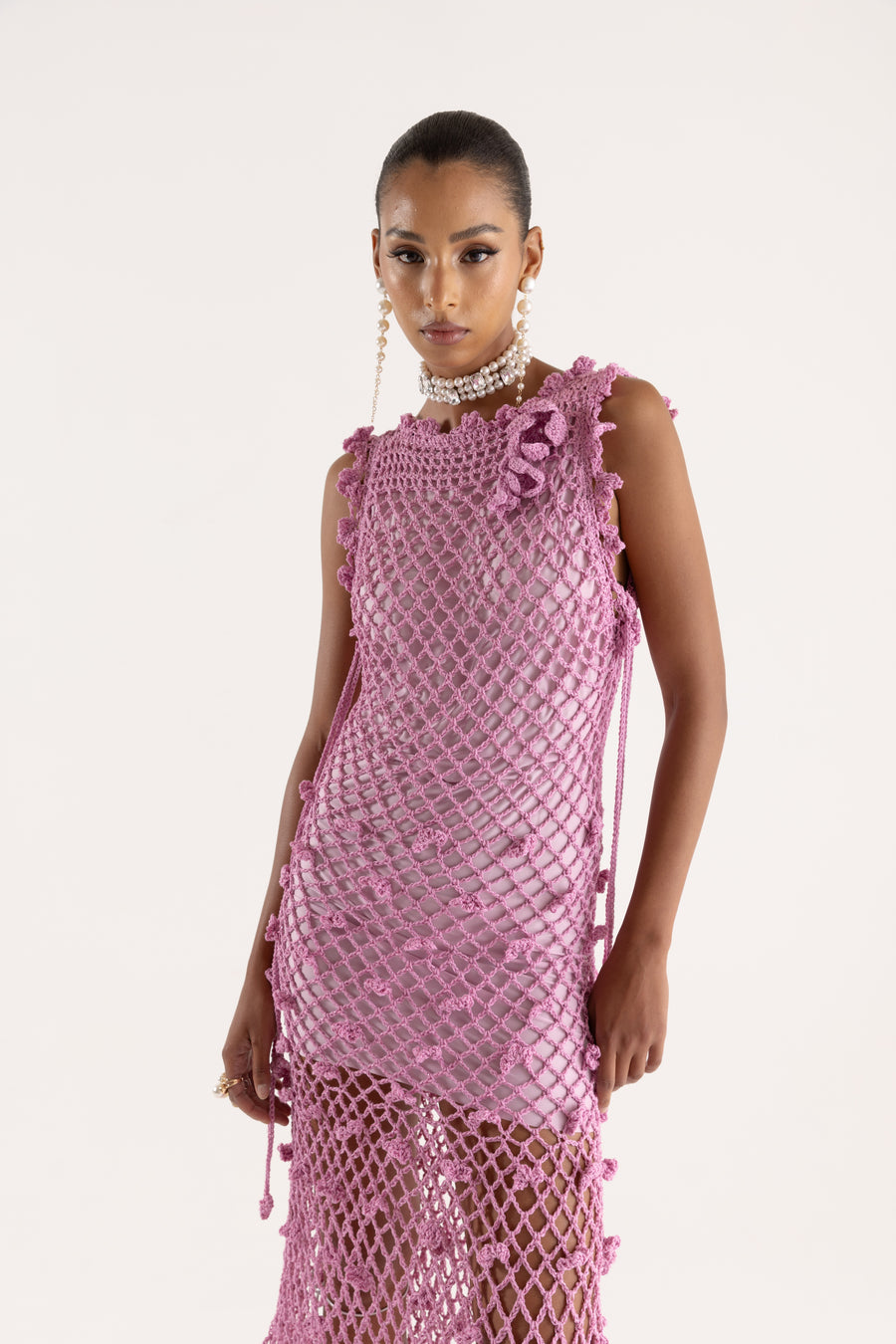 andreeva pink handmade knit dress