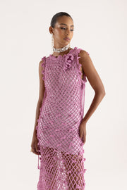 andreeva pink handmade knit dress