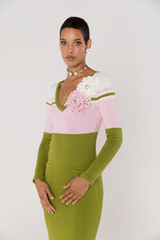 andreeva multicolor knit midi dress