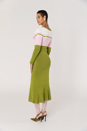 andreeva multicolor knit midi dress