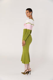 andreeva multicolor knit midi dress