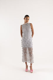 andreeva silver handmade crochet dress