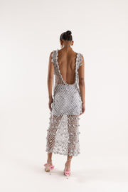 andreeva silver handmade crochet dress