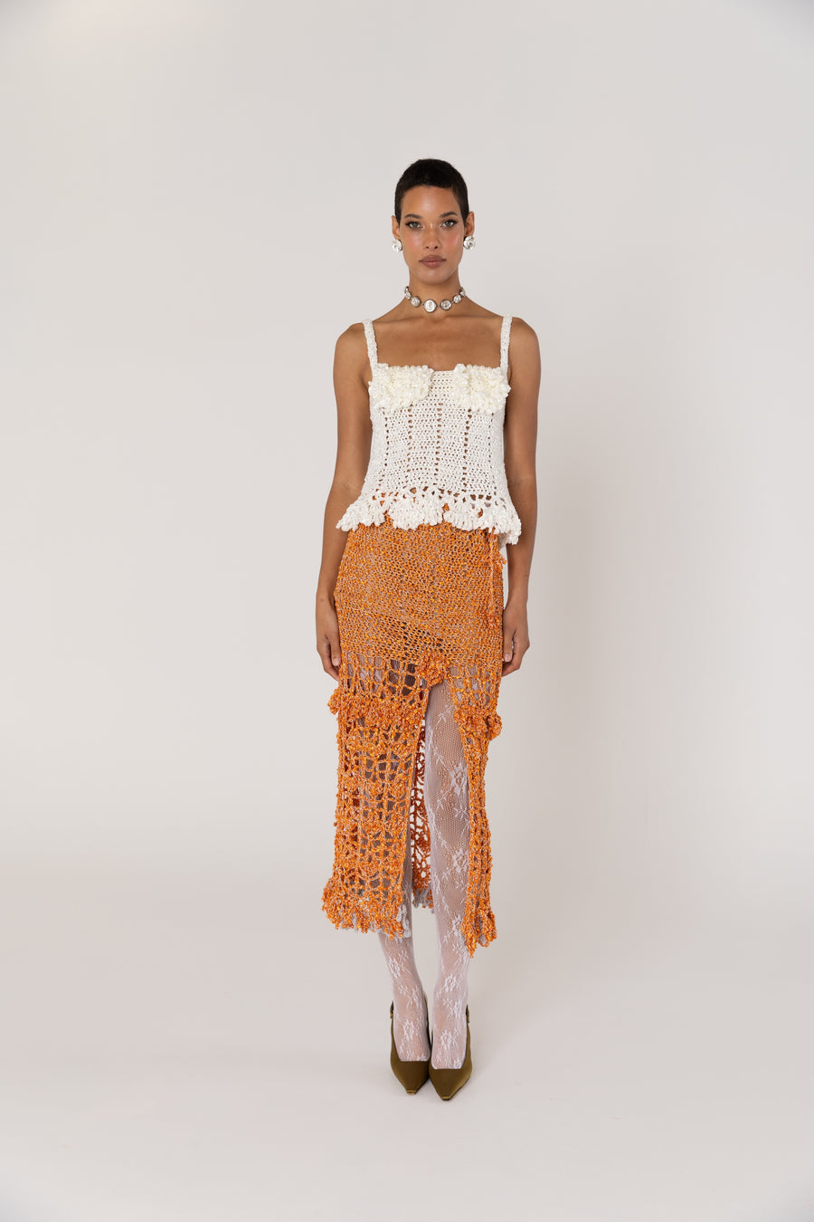 andreeva women's white crochet top
