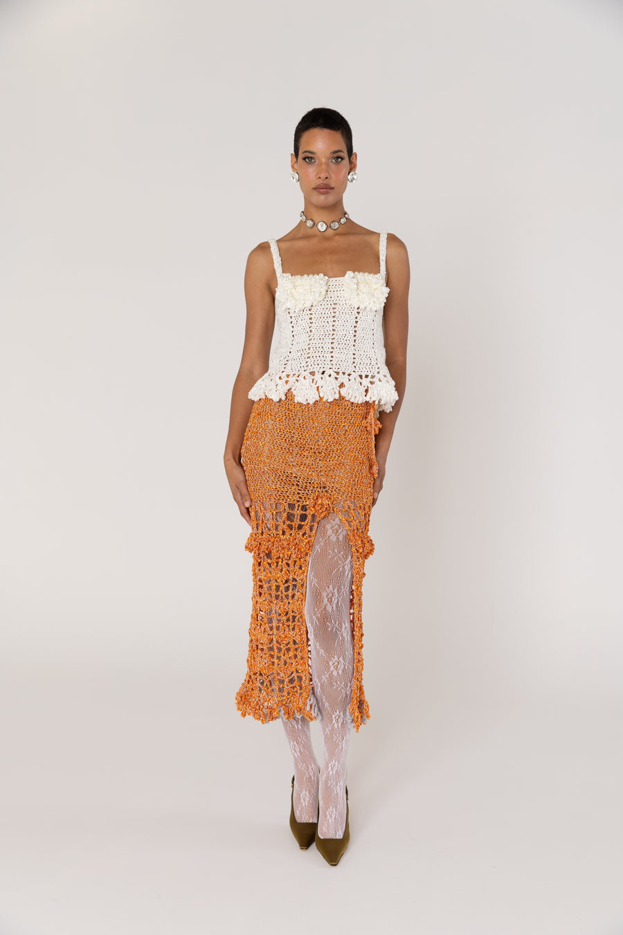 andreeva women's white crochet top