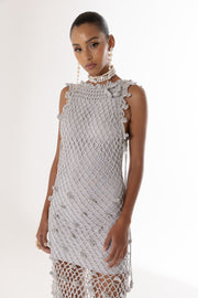 andreeva silver handmade crochet dress