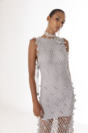 andreeva silver handmade crochet dress