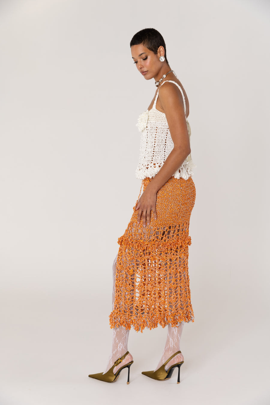 andreeva women's white crochet top