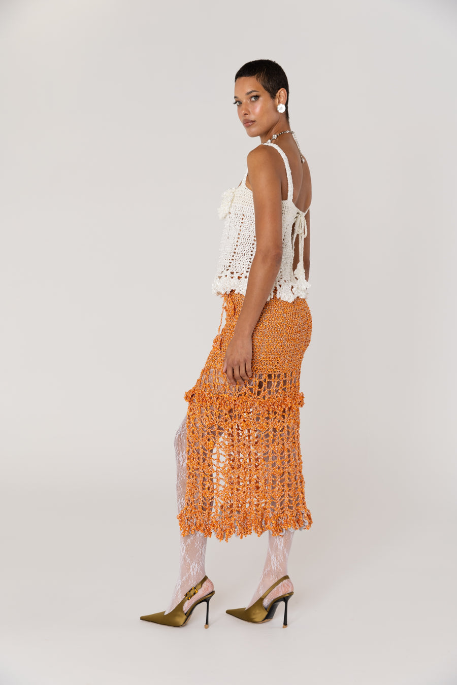 andreeva women's white crochet top