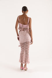 andreeva pink handmade crochet midi skirt