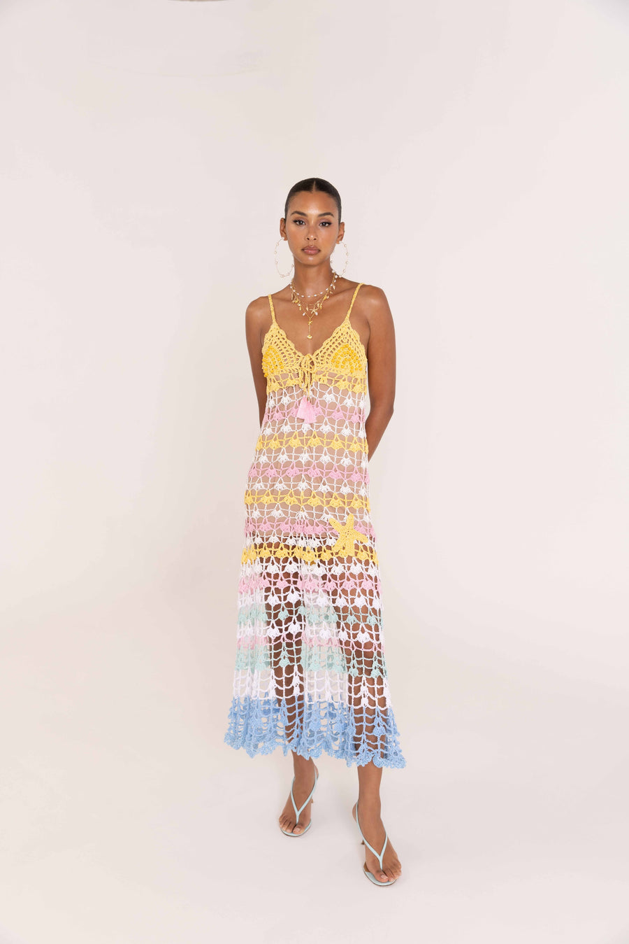 andreeva maxi multicolor crochet dress