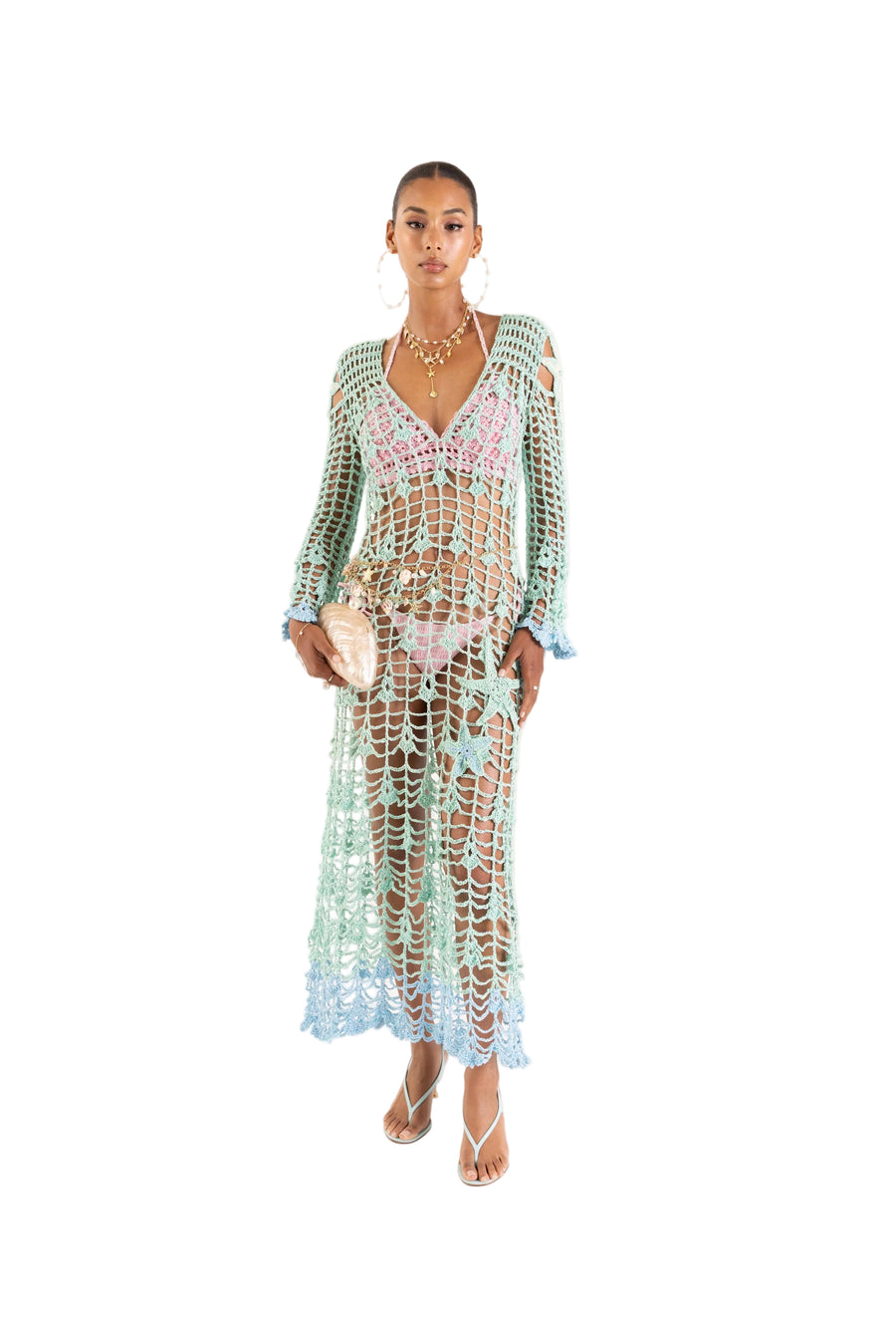 andreeva womens blue crohet cover up