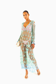 andreeva womens blue crohet cover up