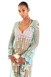 andreeva womens blue crohet cover up