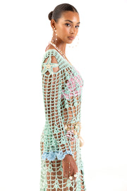 andreeva womens blue crohet cover up