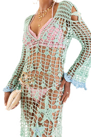 andreeva womens blue crohet cover up