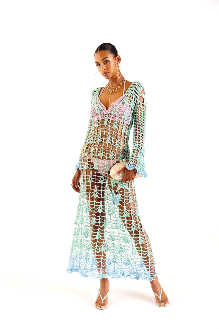 andreeva womens blue crohet cover up