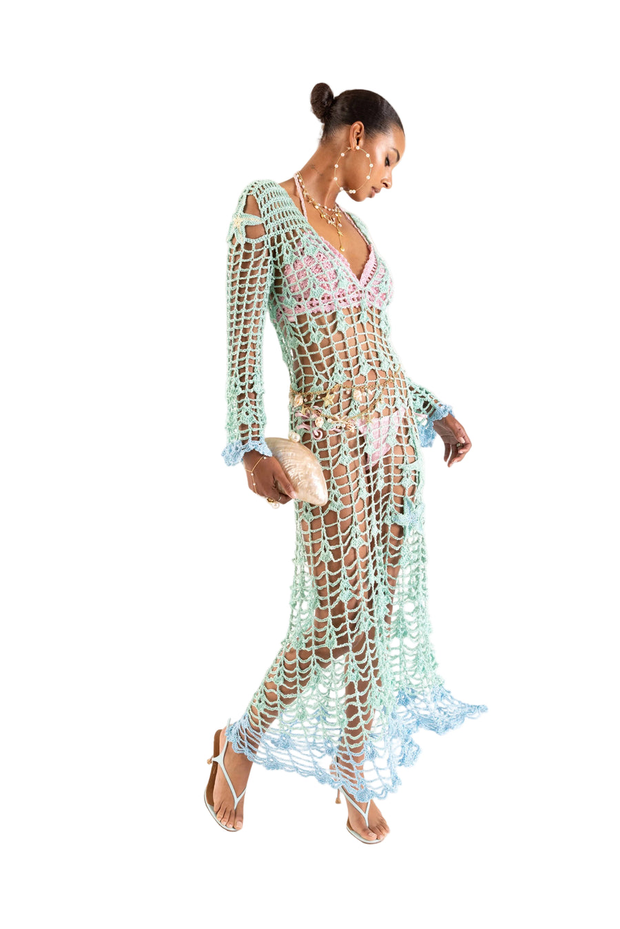 andreeva womens blue crohet cover up