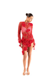 andreeva womens red crochet top
