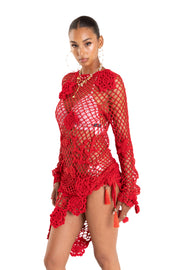 andreeva womens red crochet top